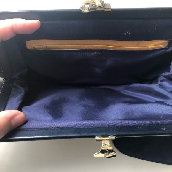Leather Clutch and Coin Purse Navy Vintage 2 Piece - Picture 2 of 10